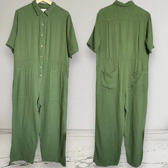 VELVET by Graham & Spencer Elia Cotton Gauze Jumpsuit in Clover Size L - Picture 8 of 16